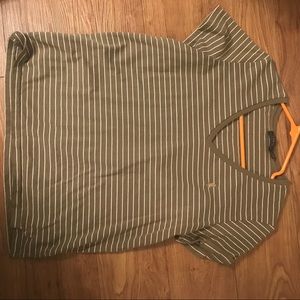Olive Green and White Stripped Shirt